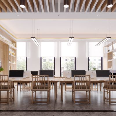 新中式现代简约轻奢风格办公大厅