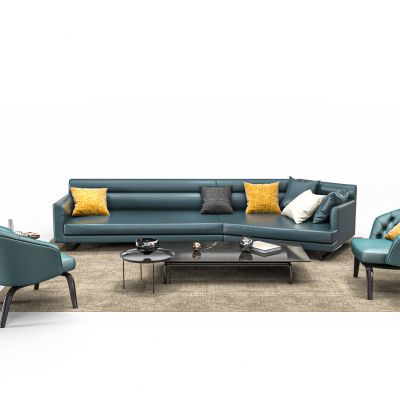 现代皮革沙发组合