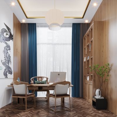 新中式现代简约轻奢风格办公室