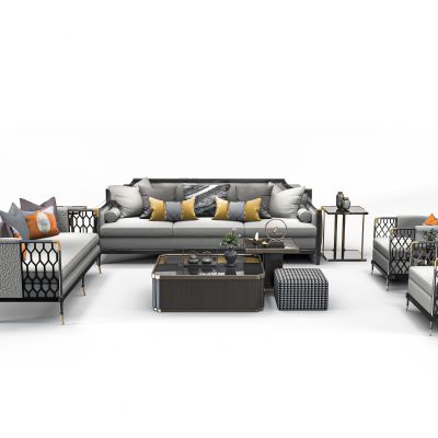 新中式沙发茶几组合