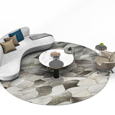 现代布艺弧形沙发组合