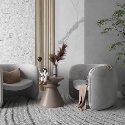 现代休闲椅 盆栽