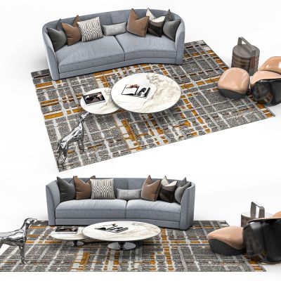 现代布艺弧形沙发组合3d现代布艺弧形沙发组合