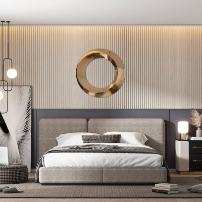 现代轻奢简约主人房主卧室床品组合