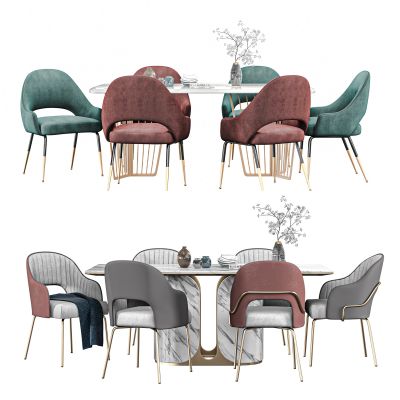 现代大理石条形餐桌椅