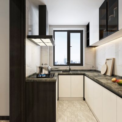 现代简约开放式厨房烟机灶具