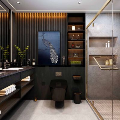 现代简约轻奢卫生间马桶淋浴房浴室柜组合