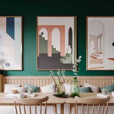 北欧现代简约轻奢风格餐厅卡座