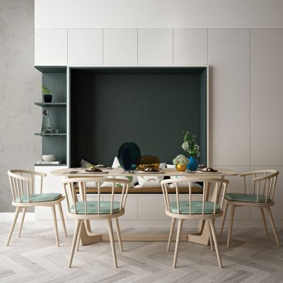 现代餐桌椅卡座