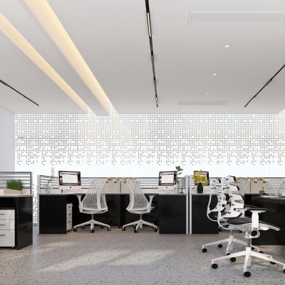 现代办公区办公室桌椅组合