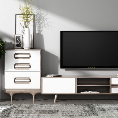 现代电视柜边柜组合