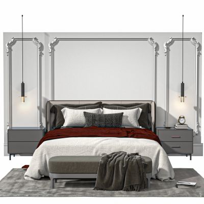 现代双人床床品组合