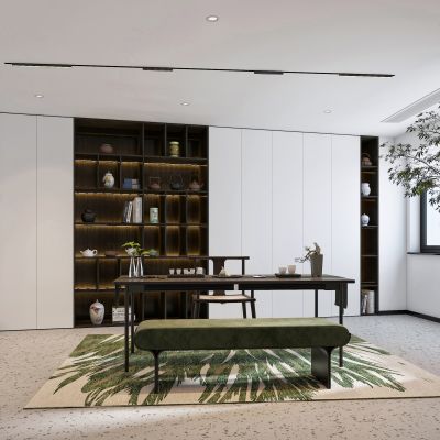 新中式茶室会客室桌椅组合