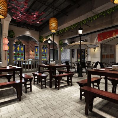 新中式，徽派，民国风，酒店餐厅，酒店前台，收银