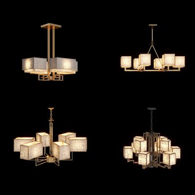 现代新中式简约吊灯组合