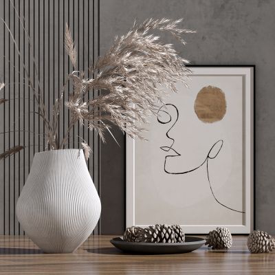 现代花瓶松果摆件