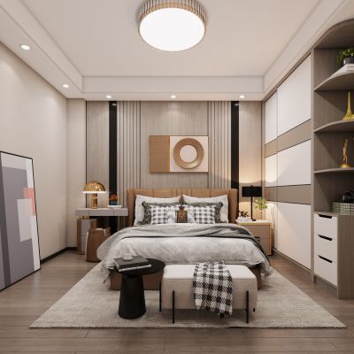 现代卧室，卧室，