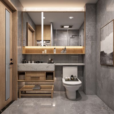 新中式卫生间，卫生间，