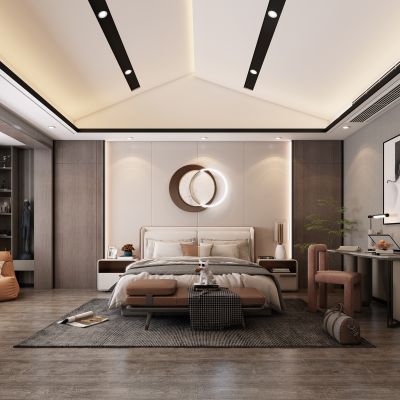 现代卧室，卧室，轻奢卧室，