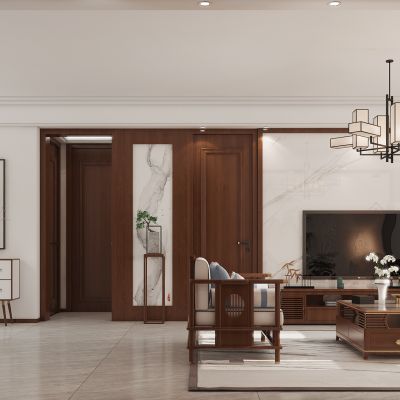 新中式客餐厅，客餐厅，