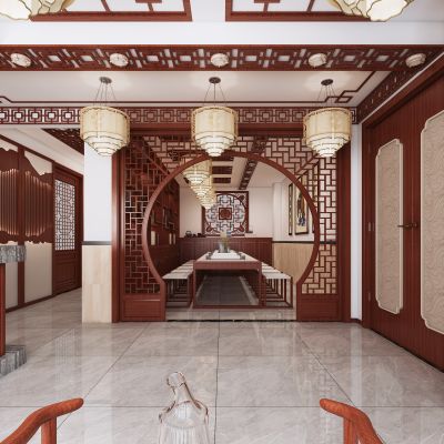 中式国学教室，国学教室，教室，大厅，