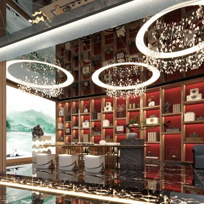 新中式茶室 茶台 茶桌 品茶室