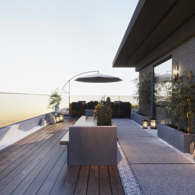 新中式露台 阳台 茶室 阳光房 天台 