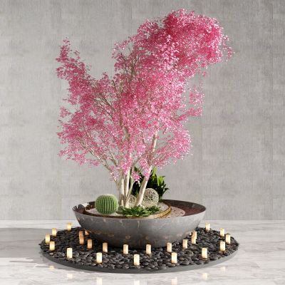现代粉色树木  人工树 景观植物
