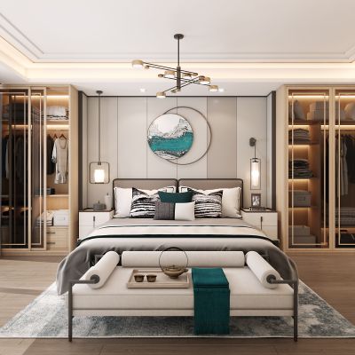 新中式卧室，卧室，