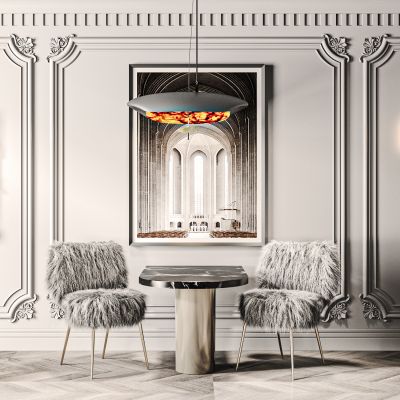 现代毛绒单椅边几组合