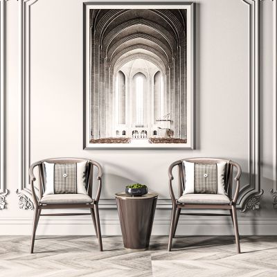 新中式单椅边几组合