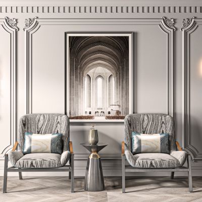 现代休闲椅单椅边几组合