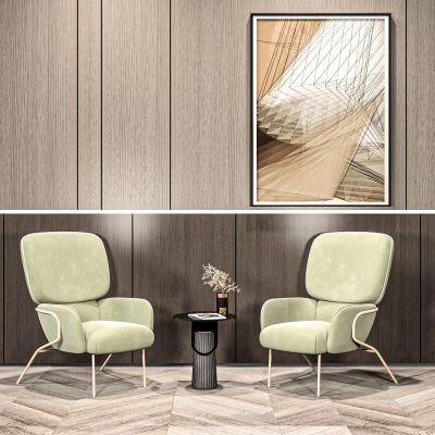 现代绒布休闲椅边几组合