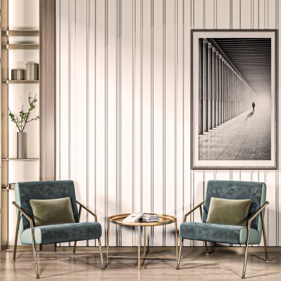 现代绒布休闲椅边几组合