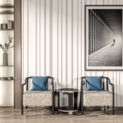 新中式单椅边几组合组合