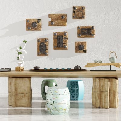 新中式茶桌 墙饰