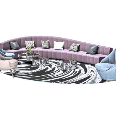 现代弧形沙发组合