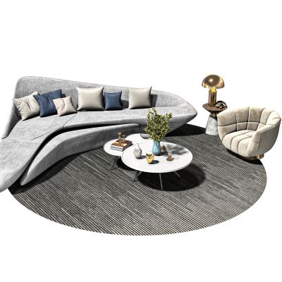 现代布艺弧形沙发组合