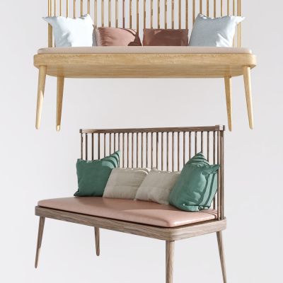 北欧木质双人沙发