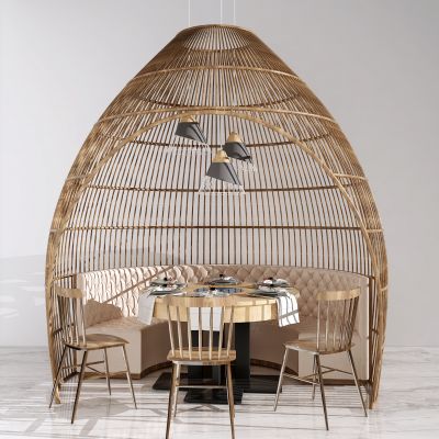 新中式卡座餐桌椅