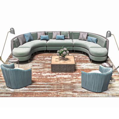 现代轻奢绒布弧形沙发组合