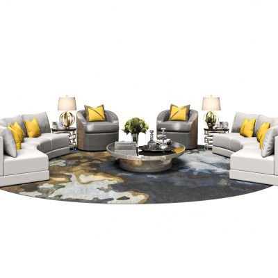 现代轻奢弧形沙发组合