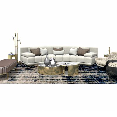 简欧轻奢弧形沙发组合