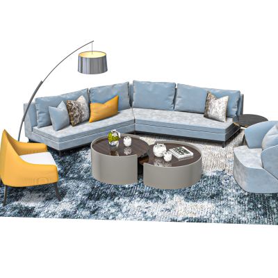 现代绒布转角沙发