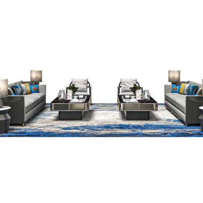 简欧客厅沙发茶几组合