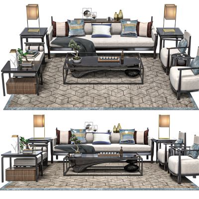 现代客厅沙发茶几组合