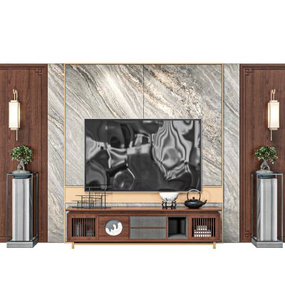 新中式电视背景墙