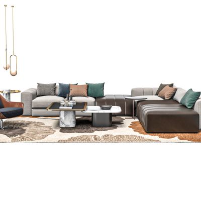 新中式客厅沙发茶几组合