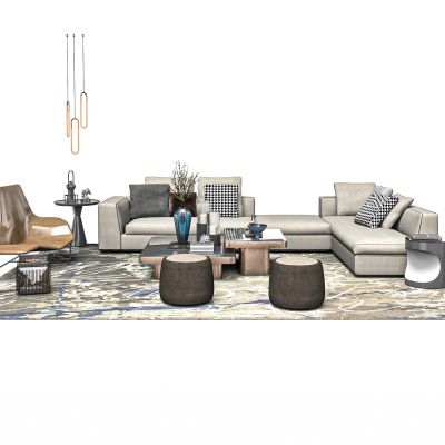 现代客厅沙发茶几组合