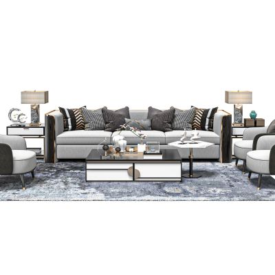 现代轻奢客厅沙发茶几组合